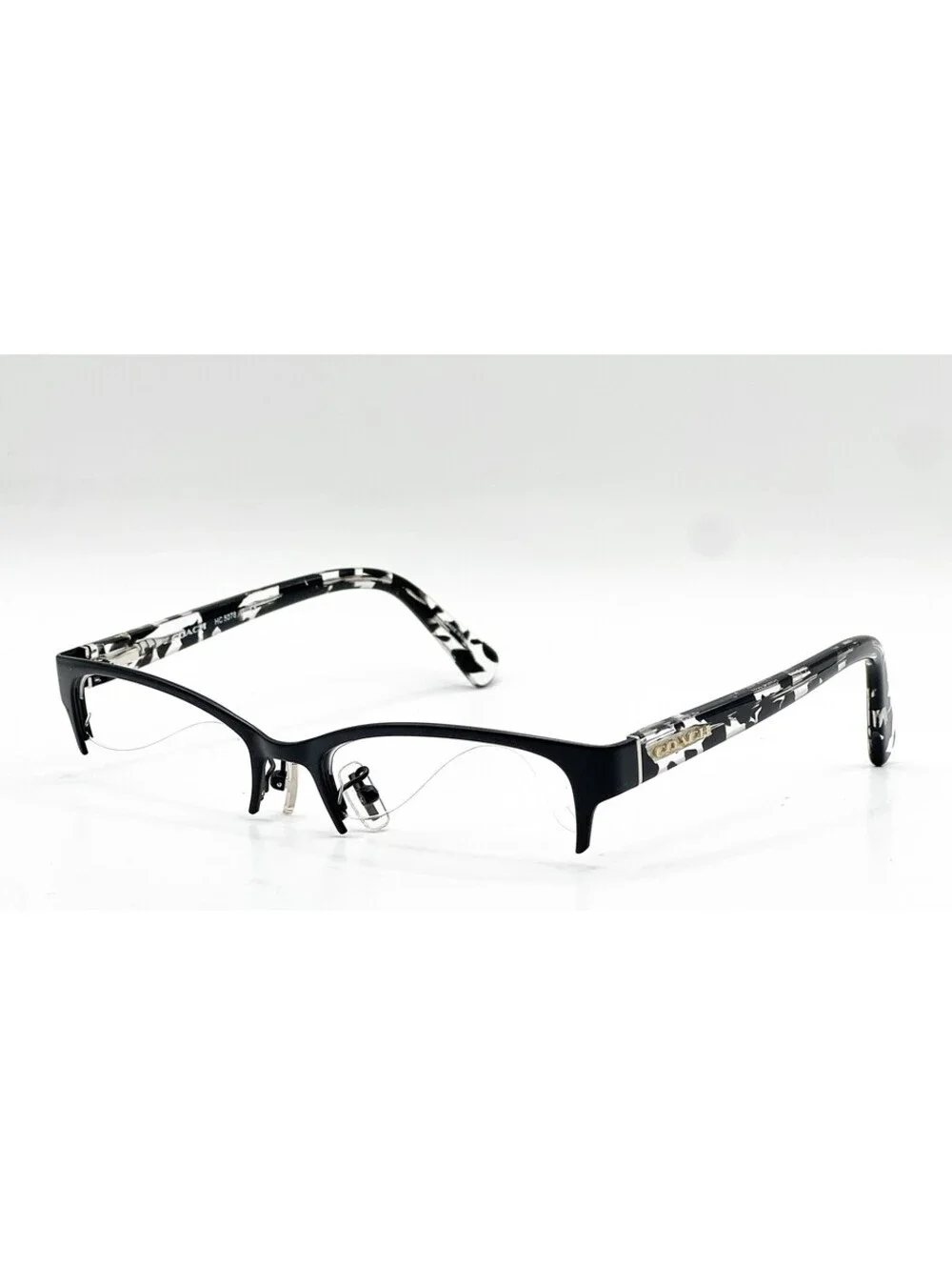Coach HC 5078 9254 Satin Black Crystal Mosaic Cat Eye Eyeglass Frames 52-18-135